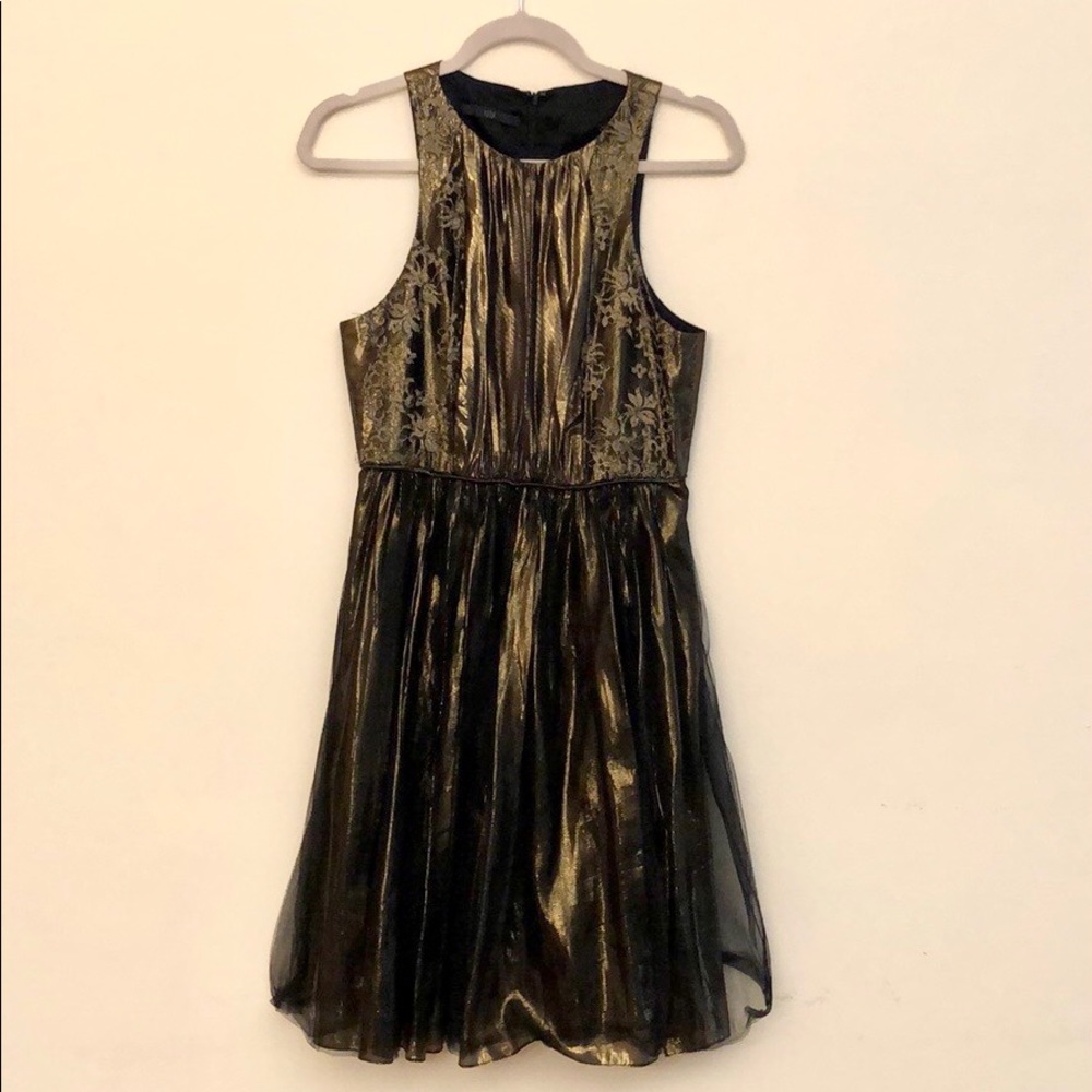 Tibi Gold & Black Sleeveless Dress